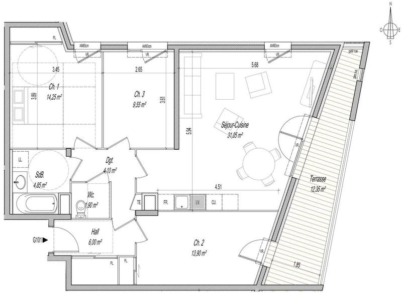 Appartement - 84 m² - 4 pièces