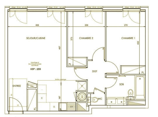 Appartement - 60 m² - 3 pièces