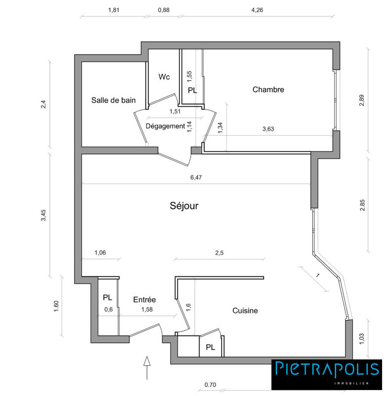Appartement - 55 m² - 2 pièces