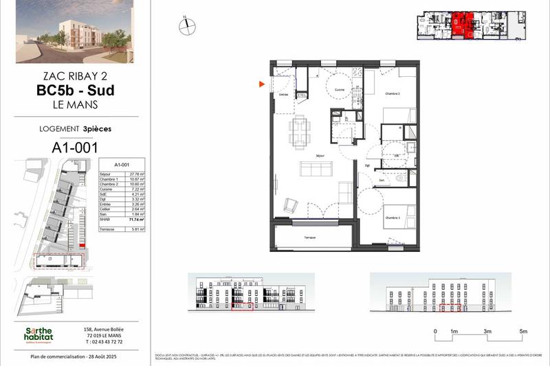 Appartement - 71 m² - 3 pièces