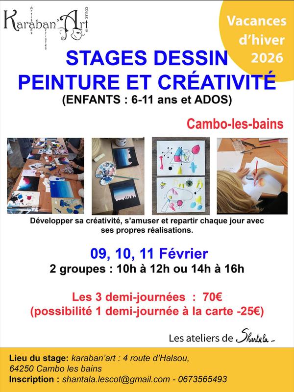 Stages dessin peinture et créativité