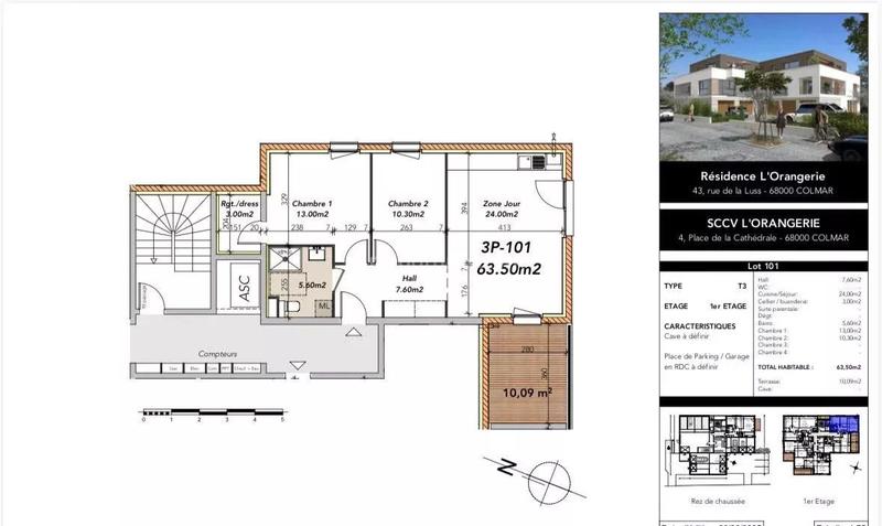 Appartement - 64 m² - 3 pièces