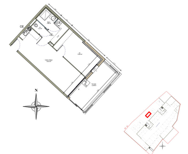 Appartement - 48 m² - 2 pièces