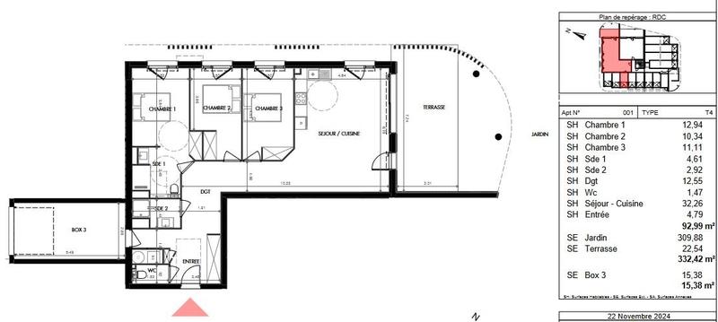 Appartement - 93 m² - 4 pièces
