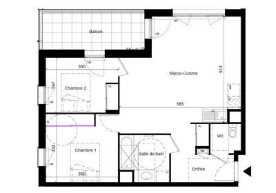 Appartement - 63 m² - 3 pièces
