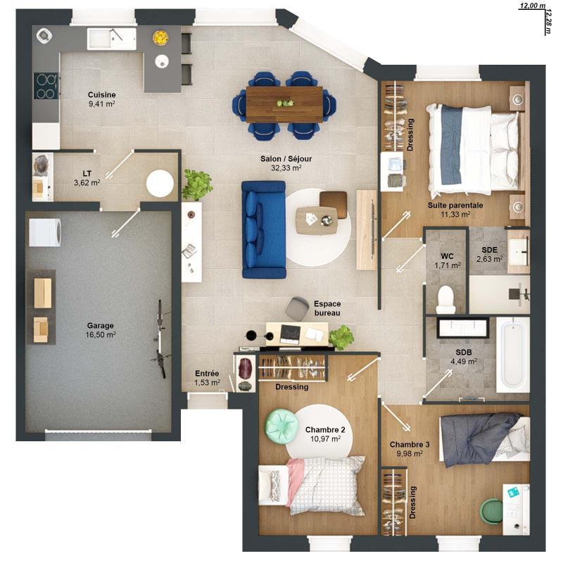 Maison - 90 m² - 5 pièces