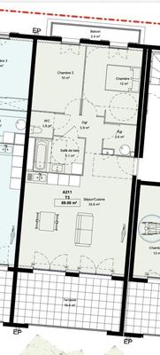 Appartement - 73 m² - 3 pièces