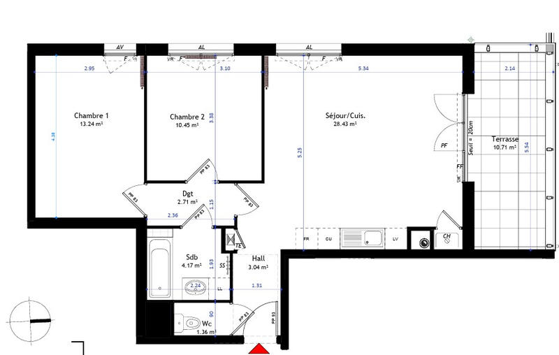 Appartement - 63 m² - 3 pièces