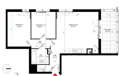 Appartement - 63 m² - 3 pièces