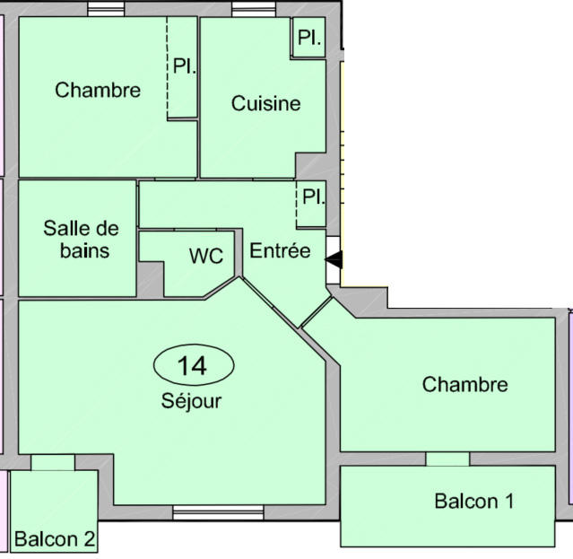 Appartement - 65 m² - 3 pièces