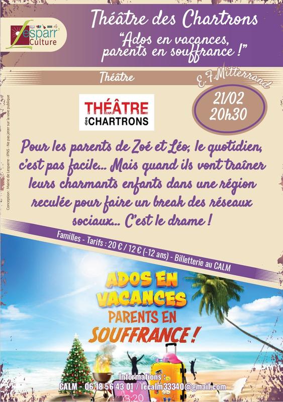 Théâtre :  "Ados en vacances, parents en souffrance !"