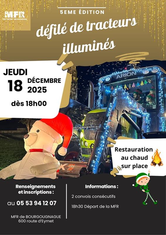 Défilé de tracteurs illuminés pour Noël