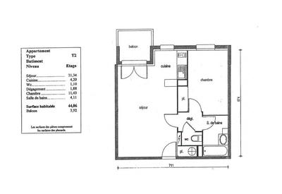 Appartement - 44 m² - 2 pièces