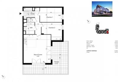 Appartement - 67 m² - 3 pièces