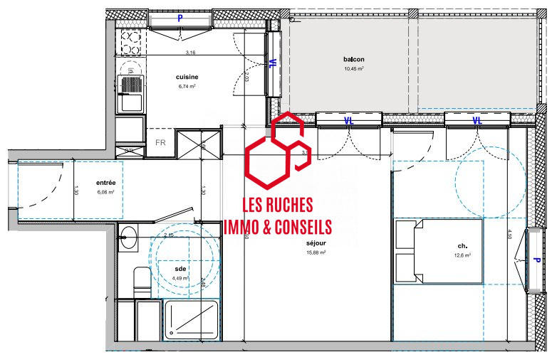 Appartement - 46 m² - 2 pièces