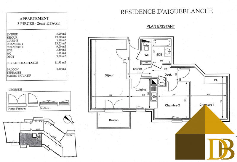 Appartement - 62 m² - 3 pièces