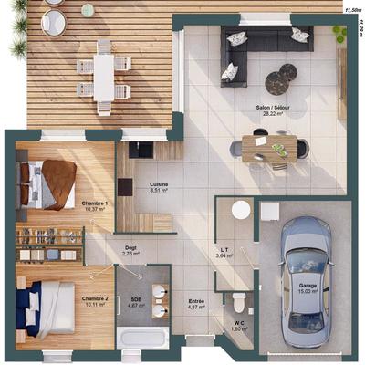 Maison - 75 m² - 4 pièces