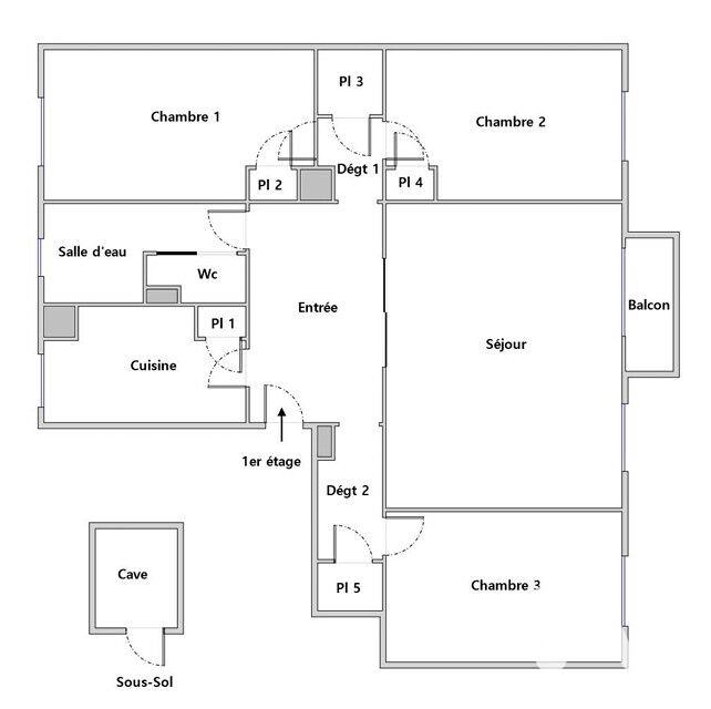 Appartement - 96 m² - 5 pièces