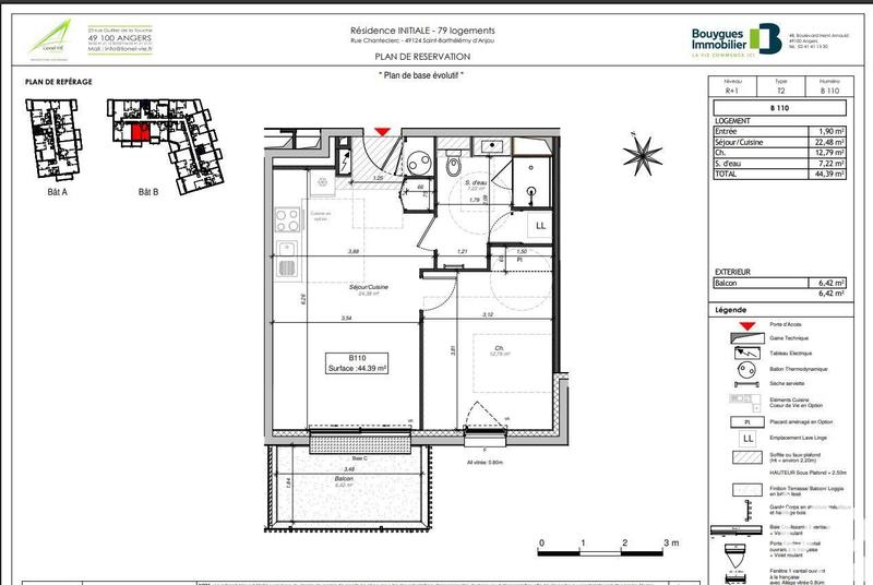 Appartement - 44 m² - 2 pièces
