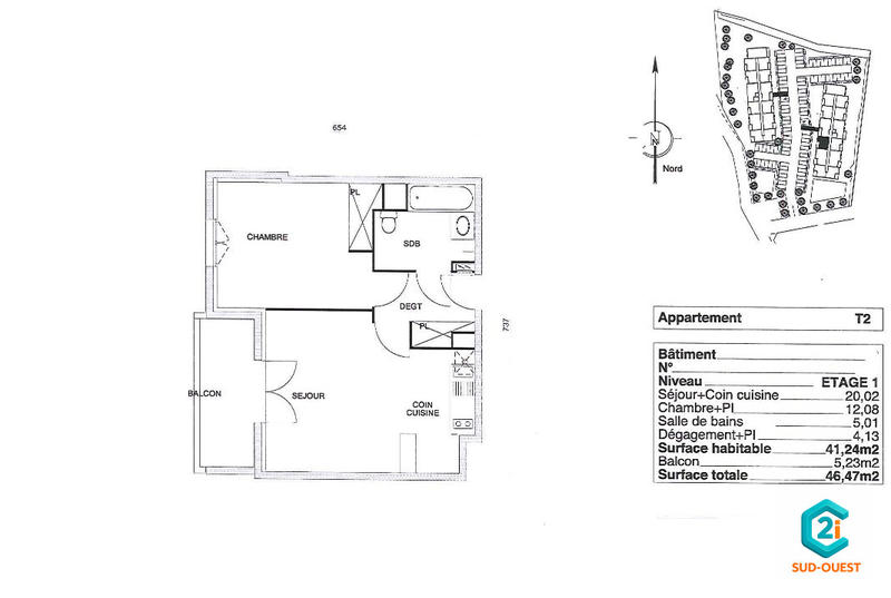 Appartement - 41 m² - 2 pièces