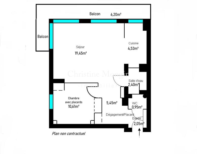 Appartement - 45 m² - 2 pièces