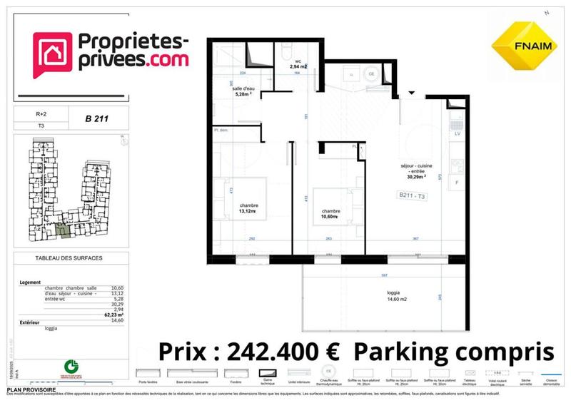 Appartement - 67 m² - 3 pièces