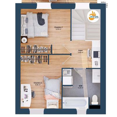 Maison - 60 m² - 4 pièces