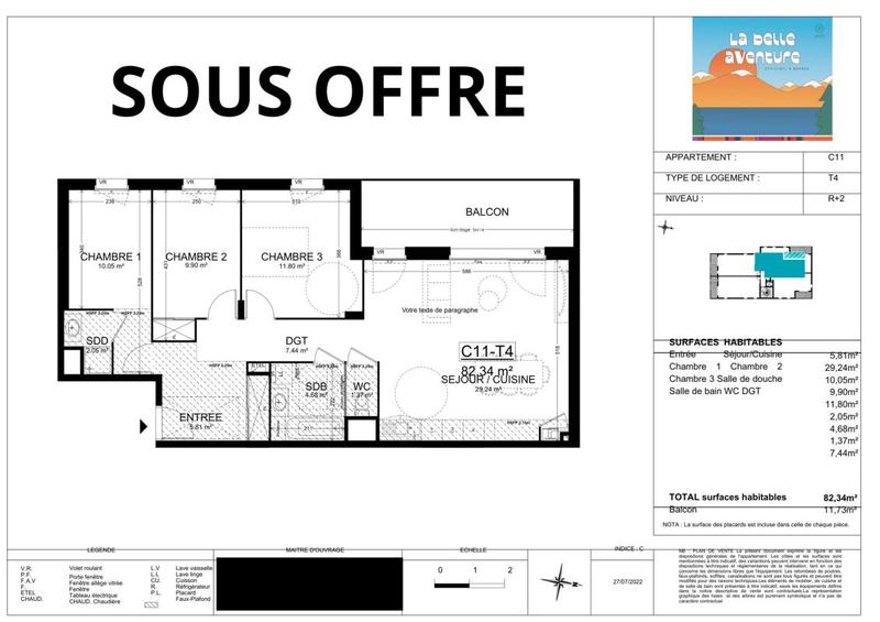 Appartement - 82 m² - 4 pièces