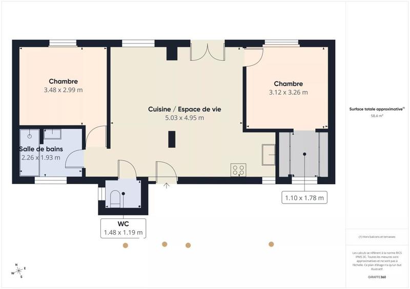 Appartement - 58 m² - 3 pièces