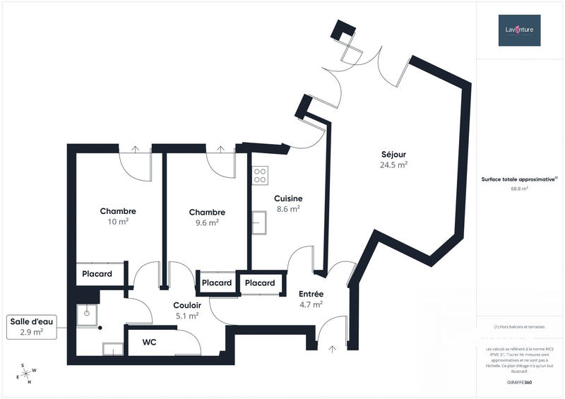 Appartement - 70 m² - 3 pièces