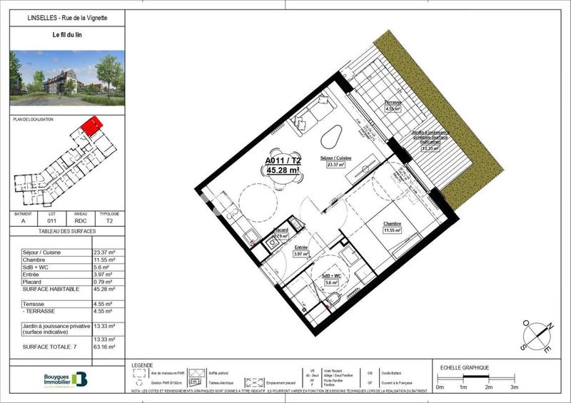 Appartement - 45 m² - 2 pièces