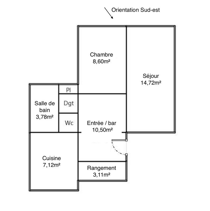 Appartement - 50 m² - 2 pièces