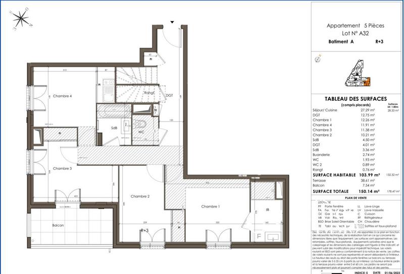 Duplex - 103 m² - 5 pièces