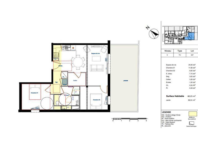 Appartement - 60 m² - 3 pièces