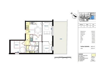 Appartement - 60 m² - 3 pièces