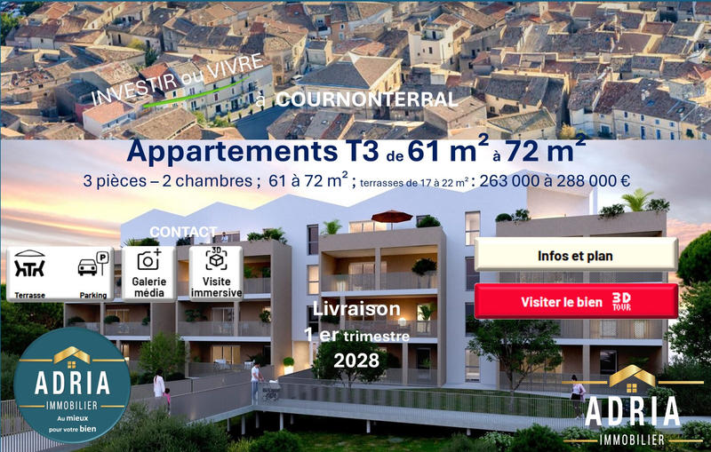 Appartement - 61 m² - 3 pièces