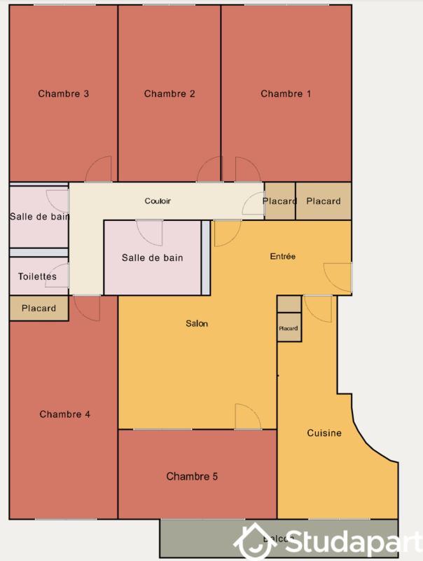 Chambre - 11 m² - 1 pièce