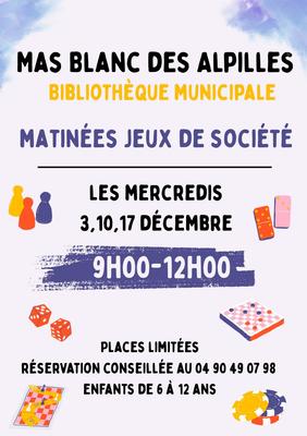 Les Matinées Jeux de Société à la Bibliothèque