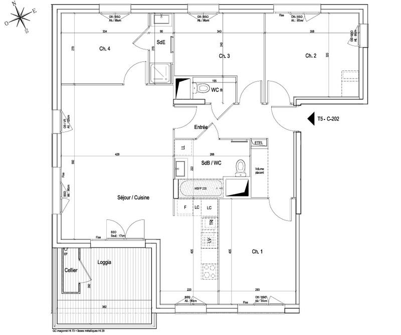 Appartement - 95 m² - 5 pièces