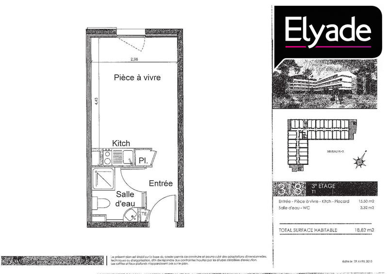 Appartement - 19 m² - 1 pièce