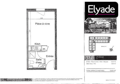 Appartement - 19 m² - 1 pièce