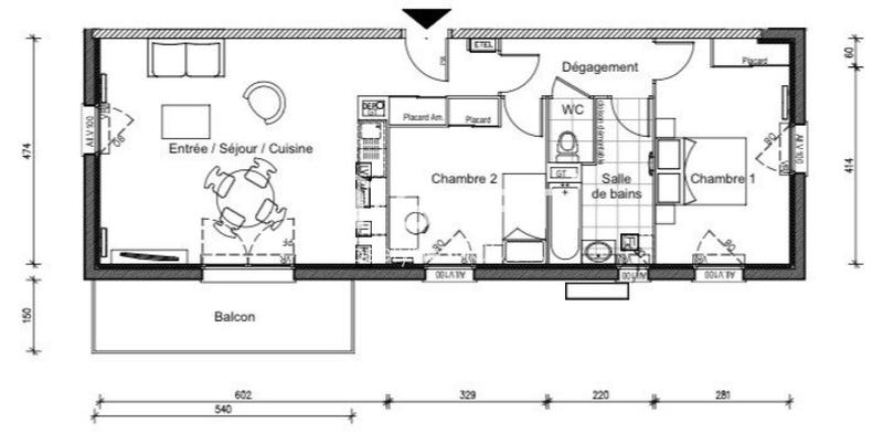 Appartement - 66 m² - 3 pièces