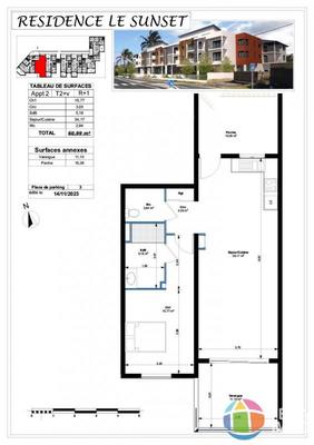 Appartement - 60 m² - 2 pièces