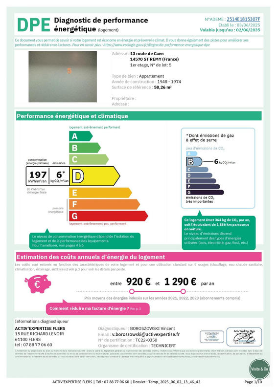 Appartement - 58 m² - 2 pièces