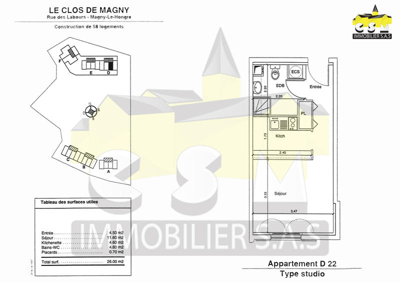 Appartement - 25 m² - 1 pièce