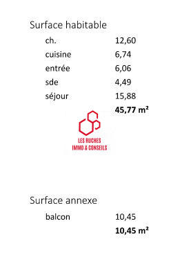 Appartement - 46 m² - 2 pièces