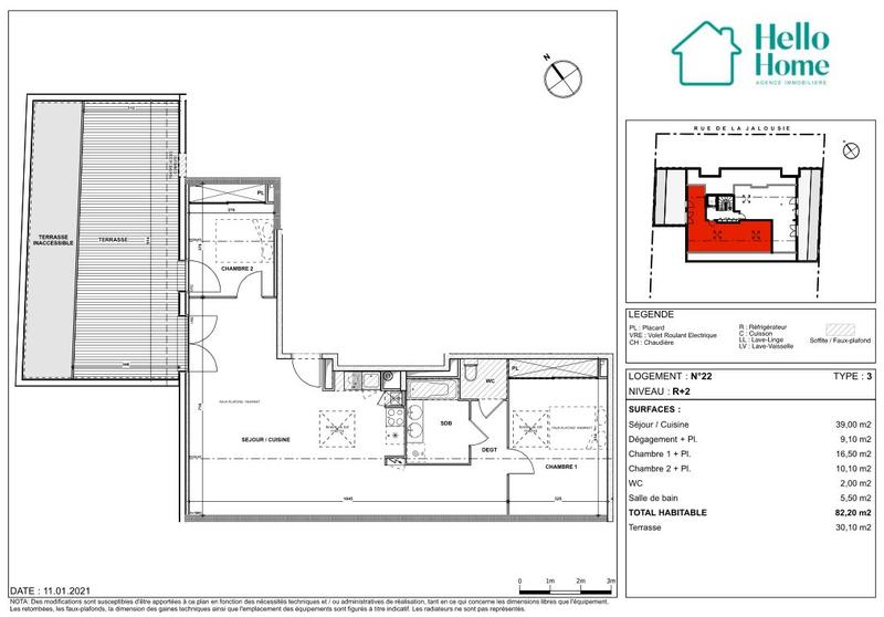 Appartement - 82 m² - 3 pièces