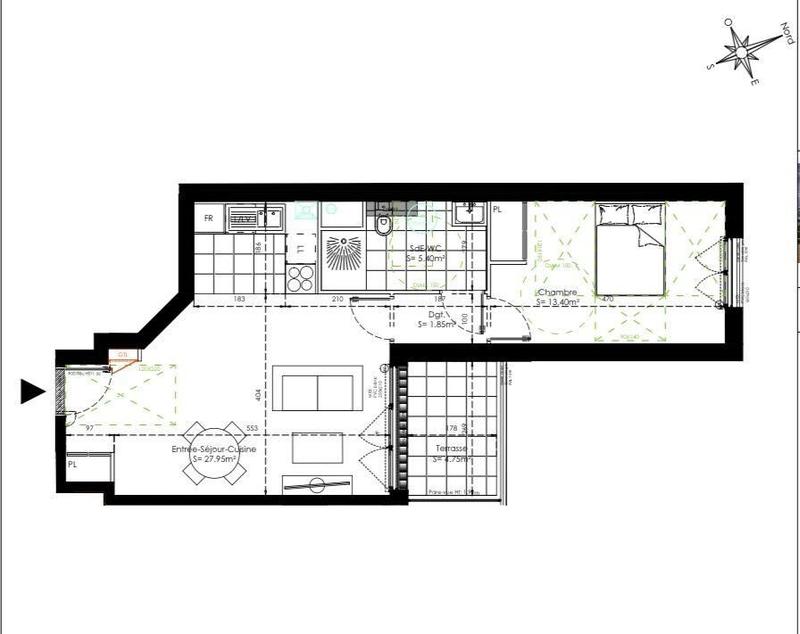 Appartement - 48 m² - 2 pièces