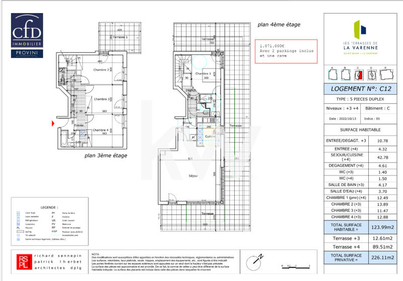 Appartement - 124 m² - 5 pièces