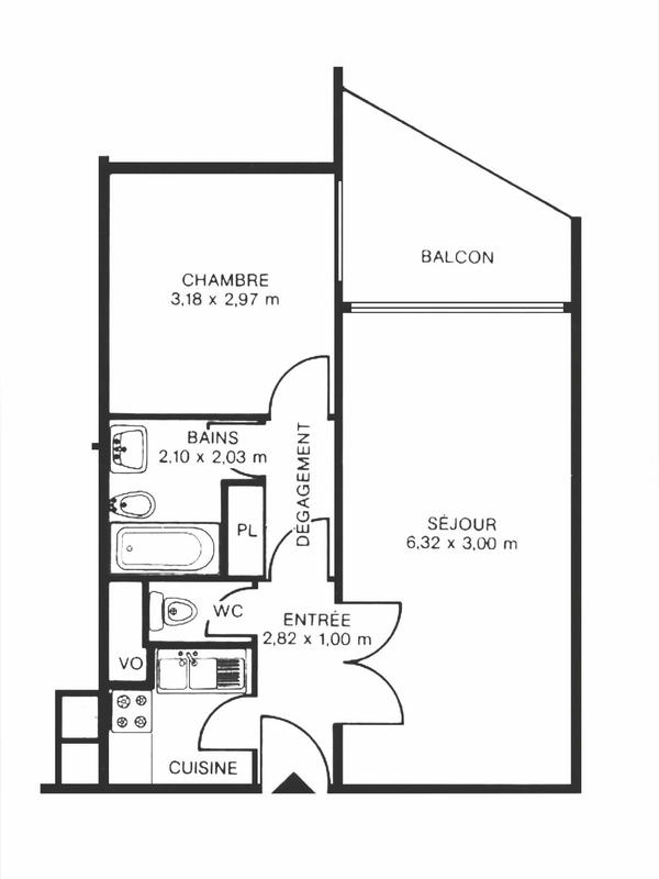 Appartement - 45 m² - 2 pièces